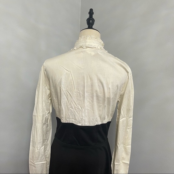 # French Style Ruffle Neck Long Sleeves Short Dress By Macys As Wish - Picture 12 of 15